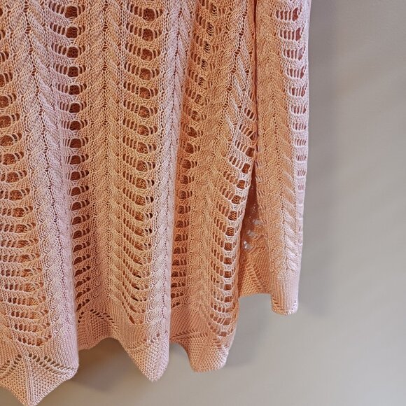 Crochet Style LIGHT PEACH 3/4 sleeve sweater SZ L-XL - Picture 7 of 7